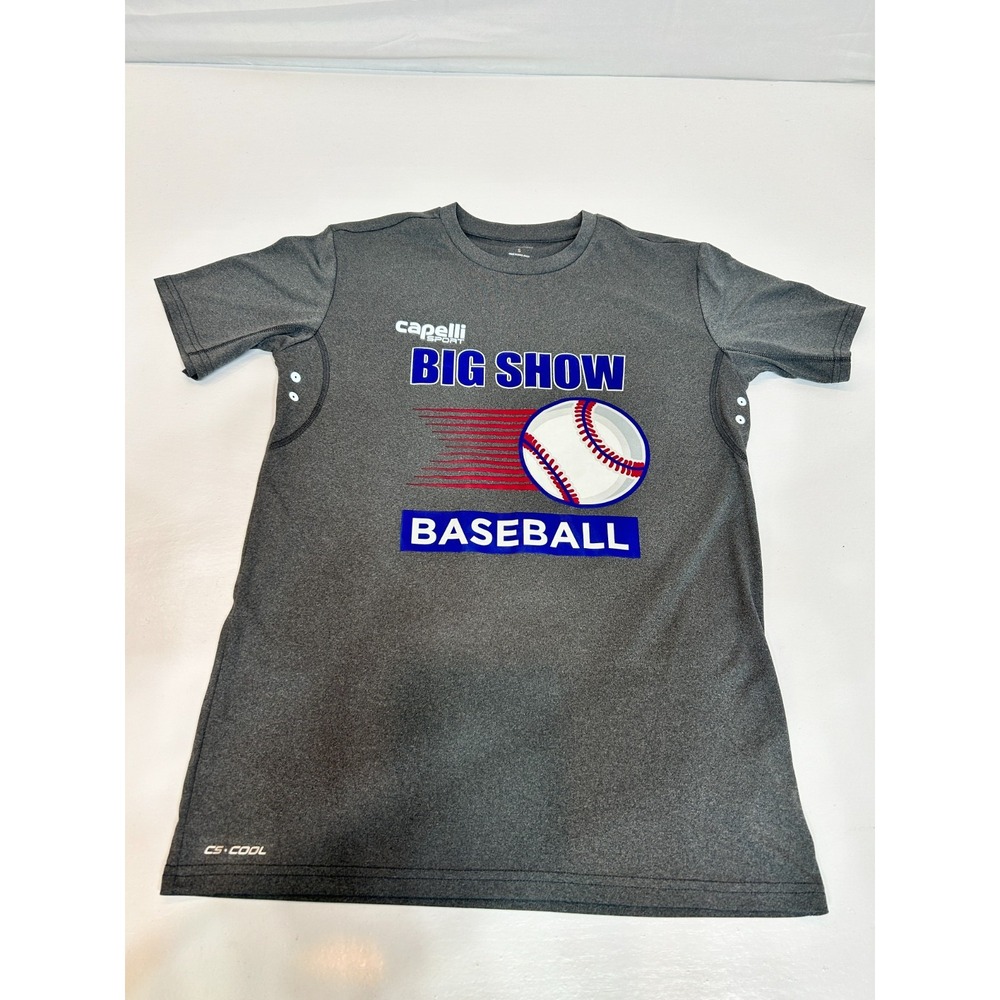 Capelli Sport Men's Crew Neck‎ Big Show Baseball Shirt Small Short Sleeve Gray
